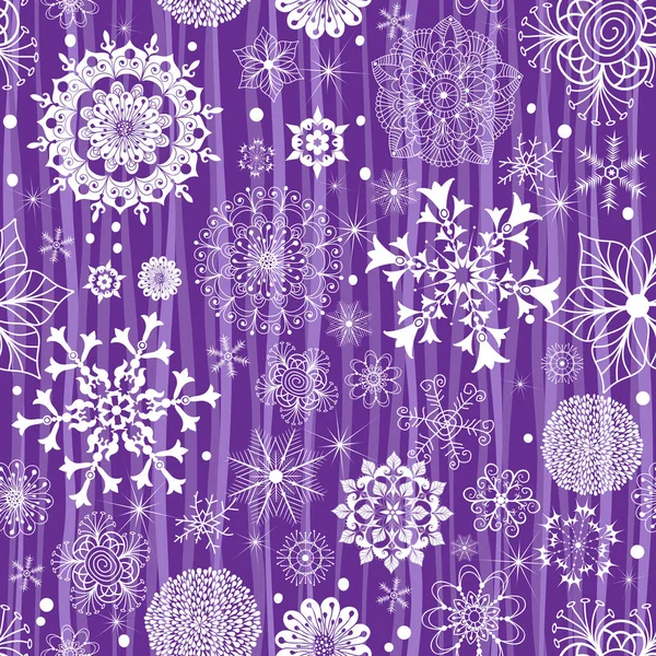 Violett Pastell Sömlös Jul Randigt Mönster Med Snöflingor Och Stjärnor — Stock vektor