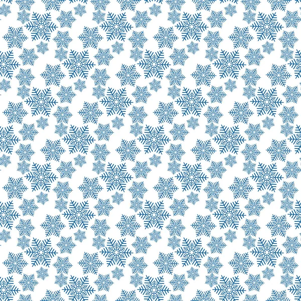Monochromes Nahtloses Weihnachtsmuster Mit Blauen Schneeflocken Auf Transparentem Hintergrund Vektor — Stockvektor