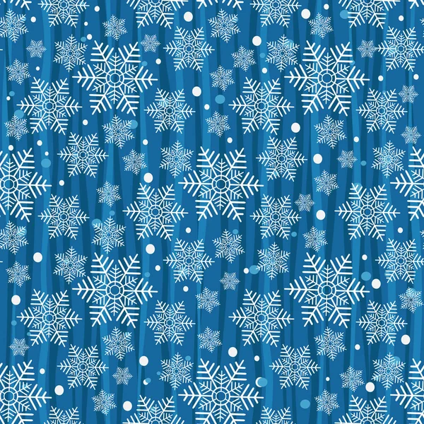 Смугастий Зимовий Безшовний Різдвяний Синій Візерунок Білими Сніжинками Векторні Eps — стоковий вектор