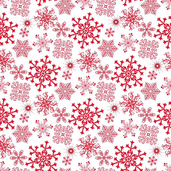 Monochromatyczne Boże Narodzenie Wzór Czerwone Płatki Śniegu Przezroczystym Tle Wektor — Wektor stockowy