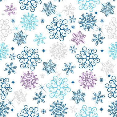 Kış sorunsuz Noel desenle şeffaf bir arka planda vektör eps 8 renkli kar taneleri