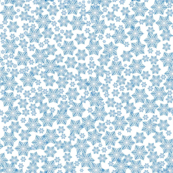 Monochrome Seamless Christmas Pattern Gradient Blue Snowflakes Transparent Background Vector — Stock Vector