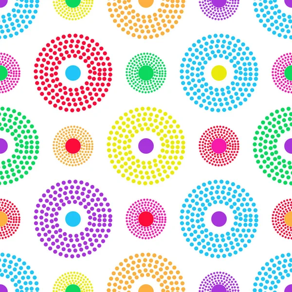 Patrón Brillante Sin Costuras Anillos Guisantes Concéntricos Multicolores Sobre Fondo — Archivo Imágenes Vectoriales