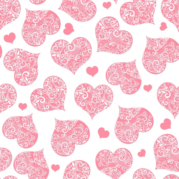 Monochrome pink seamless valentine pattern on transparent backgr — Stock Vector