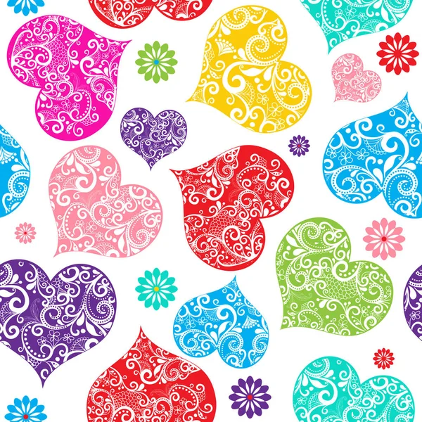 생생한 다채로운 원활한 발렌타인 레이스 Eps 배경에 스톡 일러스트레이션