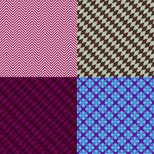 Set Abstract Seamless Patterns Colorful Rhombus Zigzag Stripes Vector Eps — Wektor stockowy