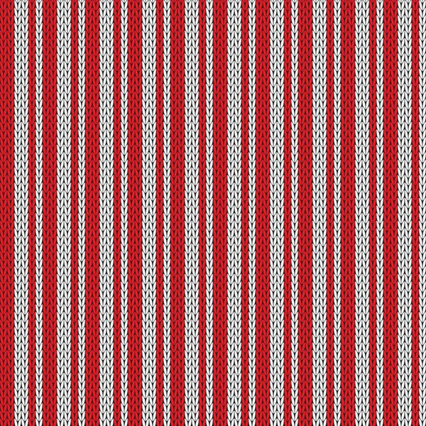 Nahtloses Muster Mit Roten Und Weißen Streifen Imitation Stricken Vektor — Stockvektor