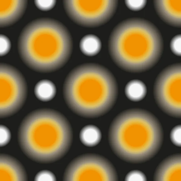 Seamless Dark Unsharp Pattern Bright Yellow White Polka Dots Vector — Stock Vector
