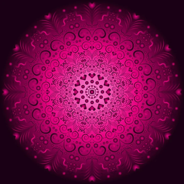 粉红色和紫色梯度复古圆形图案在黑暗 Eps — 图库矢量图片