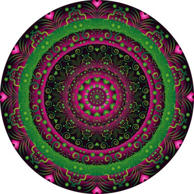 Yeşil ve mor degrade eski yuvarlak desen, vektör eps 8