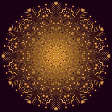 Altın gradyan vintage yuvarlak desen üzerinde karanlık, vektör eps 8