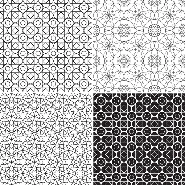 Régler des motifs géométriques monochromes sans fond — Image vectorielle