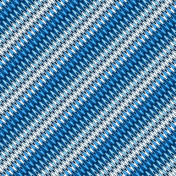 Varrat nélküli átlósan csíkos minta hullámos kék és fehér vonal — Stock Vector