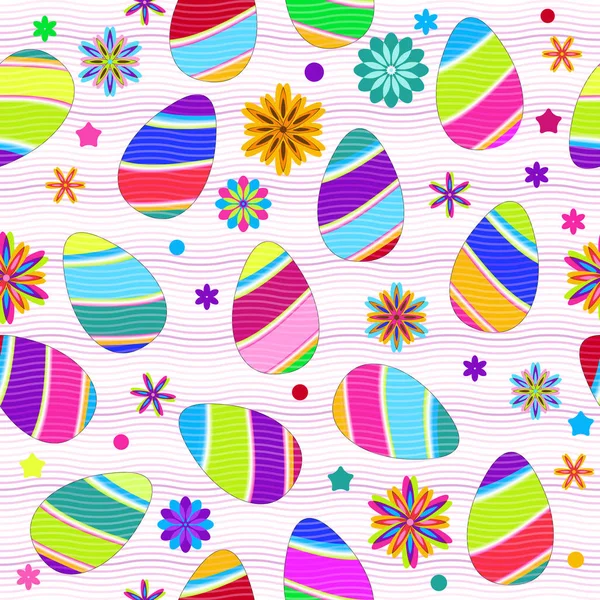 Patrón festivo sin costuras de Pascua con huevos decorados — Archivo Imágenes Vectoriales