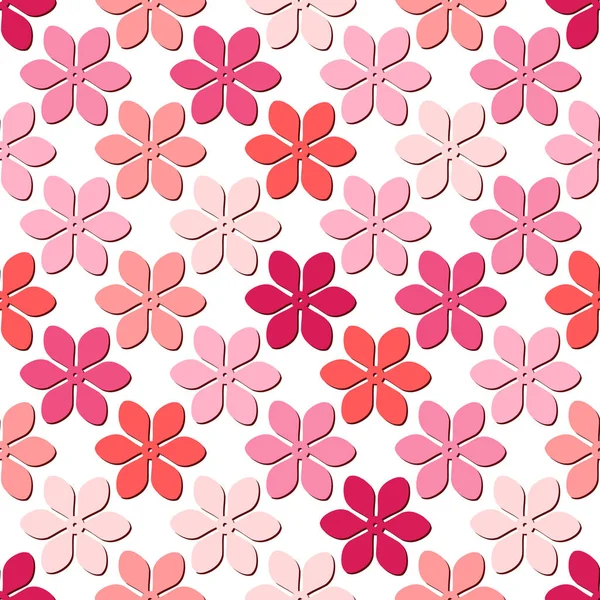 Seamless spring pattern with single pink flowers. — Stock Vector