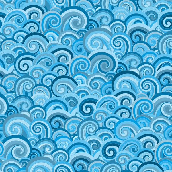 Nahtloses Muster mit blauen Wellen. — Stockvektor