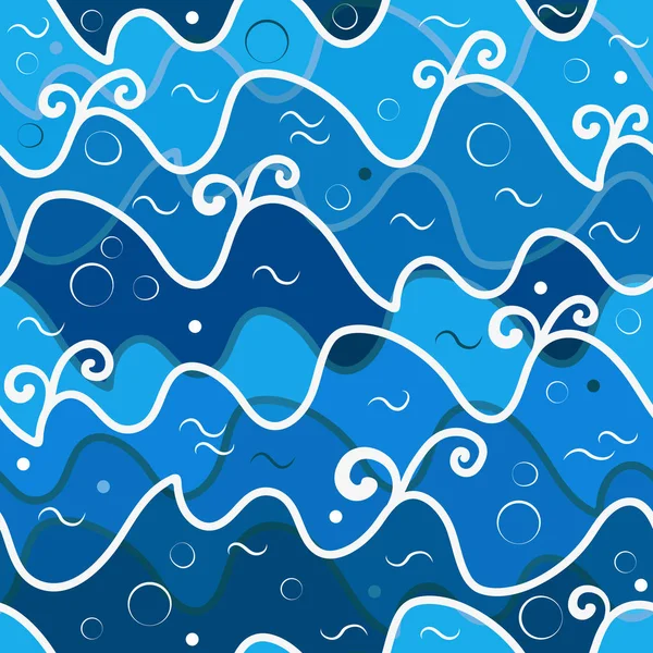 Motif sans couture avec des vagues bleues. — Image vectorielle