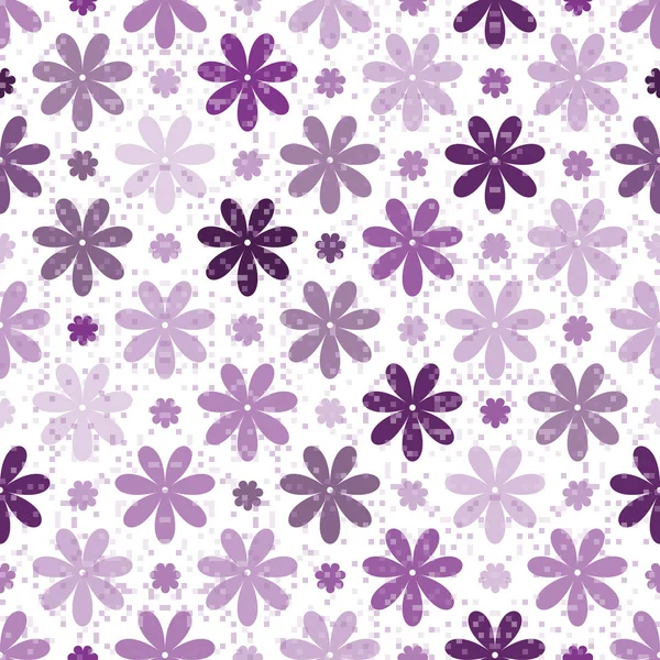 Seamless spring pattern with single purple flowers — Stock Vector