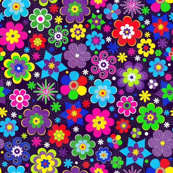 Patrón inconsútil de primavera colorido con multic estilizado decorativo — Vector de stock