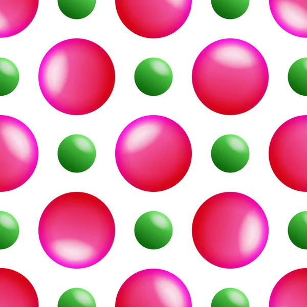Бесшовный рисунок с розовыми и зелеными шариками — стоковый вектор