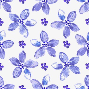 Menekşe suluboya çiçek desenle sorunsuz bahar