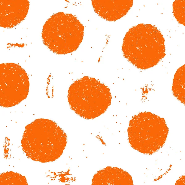 Бесшовный гранжевый монохромный рисунок с ярко-оранжевыми точками польки — стоковый вектор
