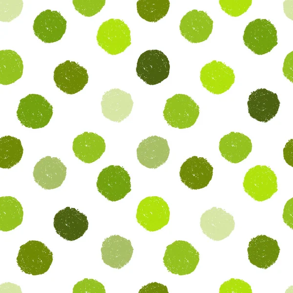 Seamless grunge pattern with green polka dots — Stock Vector