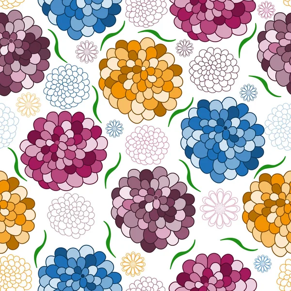 Patrón de primavera sin costuras con flores de garabato de colores — Archivo Imágenes Vectoriales