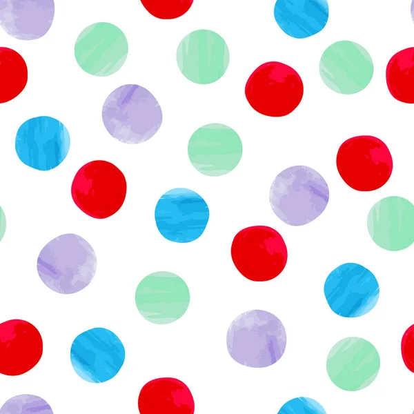 Naadloos patroon met kleurrijke grunge doodle polka dots — Stockvector