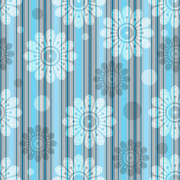 Delicate striped blue-gray seamless pattern with translucent flo — Stock Vector