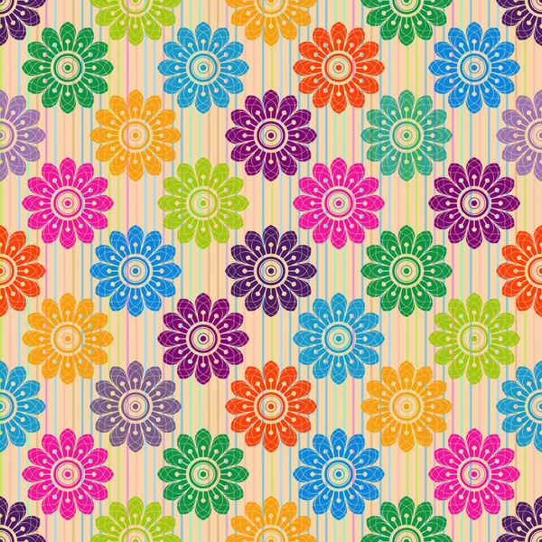 Бесшовный весенний узор с винтажными цветами каракулей — стоковый вектор