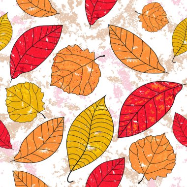 Delikleri ile sonbahar yaprakları ile dikişsiz grunge desen