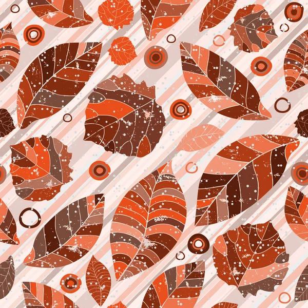Un motif sans couture avec des feuilles d'automne peintes en mosaïque — Image vectorielle