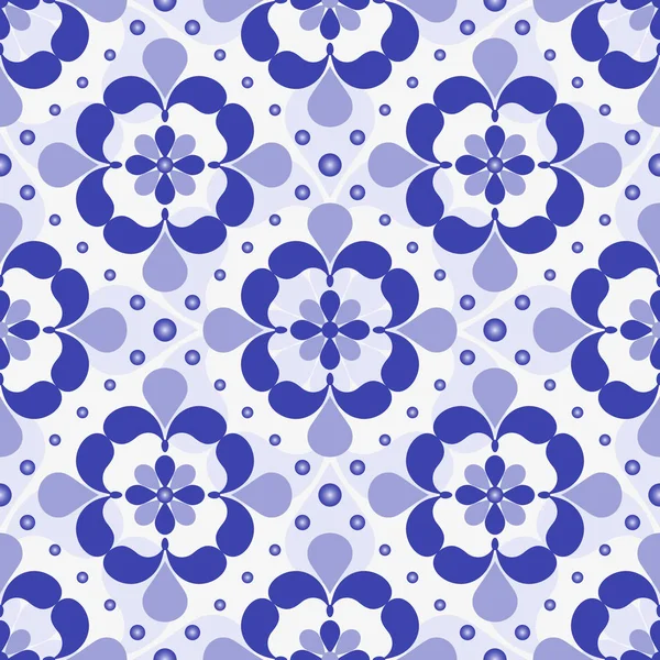 Seamless white and blue pattern in the style of Gzhel. — Stock Vector