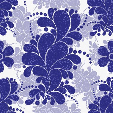 Paisley ve polka noktaları ile dikişsiz çiçek lacivert desen