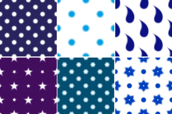 Set seamless patterns with blur paisley and polka dots — Stock Vector