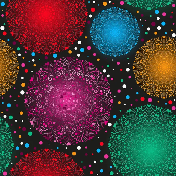 여러 가지 빛깔의 그라데이션 눈송이와 원활한 크리스마스 패턴 — 스톡 벡터