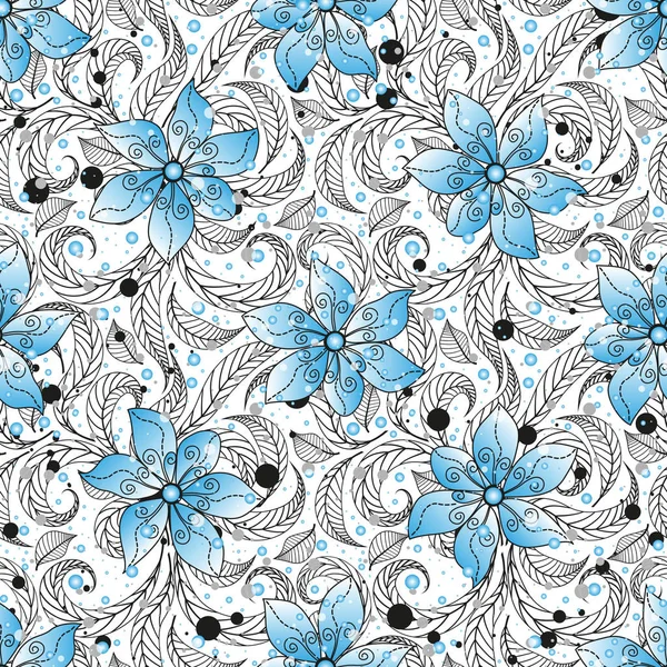 Цветочный узор с голубыми градиентными цветами — стоковый вектор