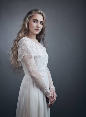 Küçük melek, retro kadın portre tarz..