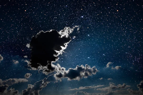 Fundos Céu Noturno Com Estrelas Lua Nuvens — Fotografia de Stock