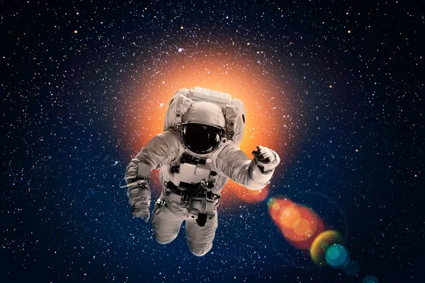 Astronaute Survole Terre Dans Espace Éléments Cette Image Fournis Par — Photo