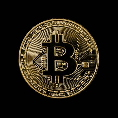 siyah arka plan üzerine bir bitcoin para