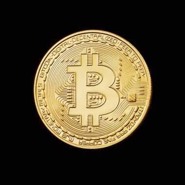 siyah arka plan üzerine bir bitcoin para