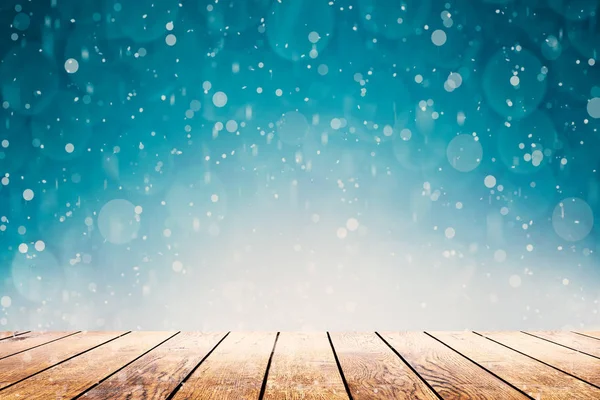 Hot coffee on the table on a winter background — Stock Photo, Image