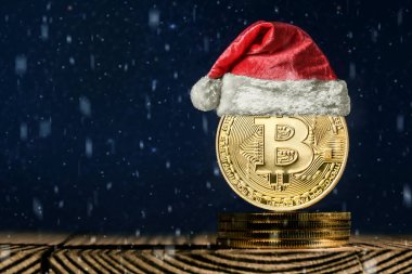 Bir bitcoin Noel arka planlar üzerinde