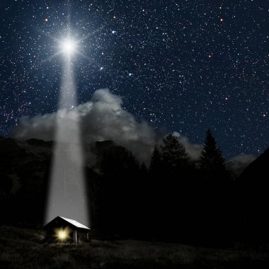 İsa'nın Noel yıldızı gösterir.