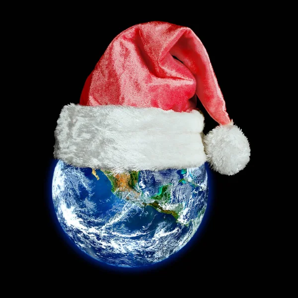 Ziemi jest w kapeluszu na Boże Narodzenie. — Zdjęcie stockowe