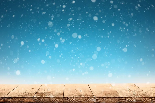 Inverno Fundo Natal Com Neve Madeira — Fotografia de Stock