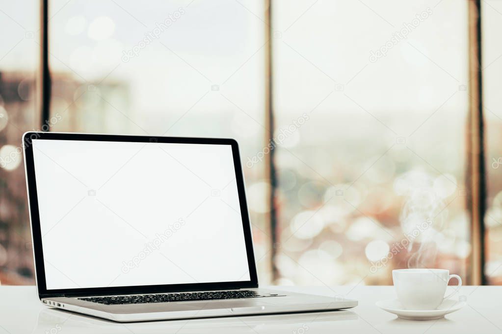 modern laptop computer  isolated on white background