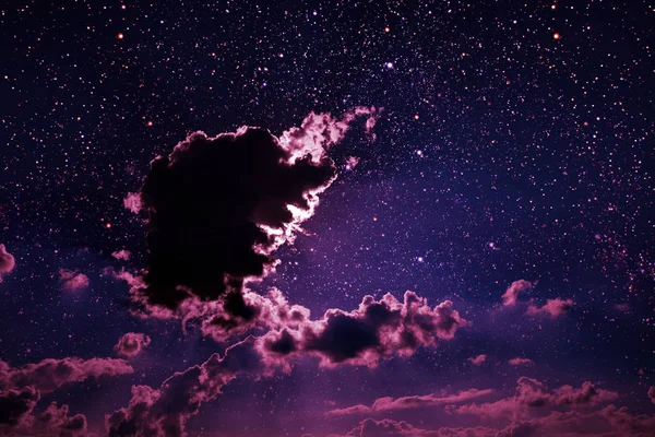 backgrounds night sky with stars and moon and clouds.